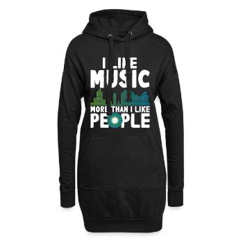 Ich Mag Musik Mehr Als Menschen, Lustiger - Hoodie-Kleid - Schwarz - Vorne