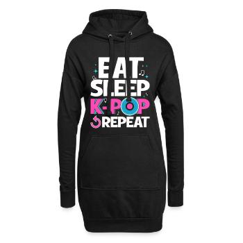 Mange, Dors, K-pop, Répète - Sweat-shirt à capuche long Femme - noir - Devant