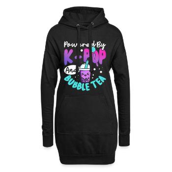 Powered by K-pop Bubble Tea - Hoodie Dress - black - Front
