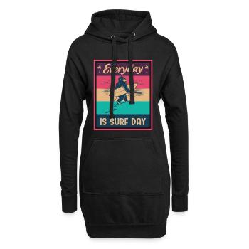 Everyday IS SURF DAY Gorilla Surfer Beach Vibes - Hoodie-Kleid - Schwarz - Vorne