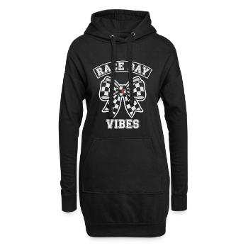 Race Day Vibes Kariert Schleife - Hoodie-Kleid - Schwarz - Vorne
