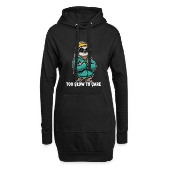 Too Slow To Care Faultier - Hoodie-Kleid - Schwarz - Vorne