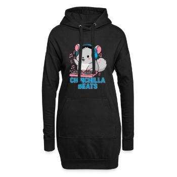 Süße Chinchilla Beats Musik - Hoodie-Kleid - Schwarz - Vorne