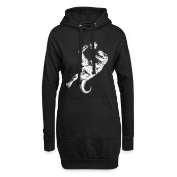 Fußball Dinosaurier Kinder Fußballer Fussball - Hoodie-Kleid - Schwarz - Vorne
