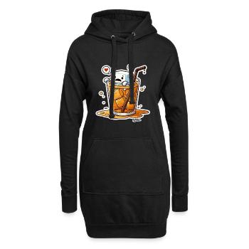 Dessins animés avec des glaçons avec le cœur dans une boisson - Sweat-shirt à capuche long Femme - noir - Devant