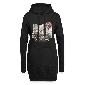 Fleurs de cerisier Sakura Fleurs de cerisier - Sweat-shirt à capuche long Femme - noir - Devant