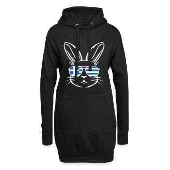 Griechische Oster-griechische Flagge Osterhase - Hoodie-Kleid - Schwarz - Vorne
