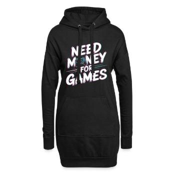 Need Money for Games – Gamer Gaming Spruch - Hoodie-Kleid - Schwarz - Vorne