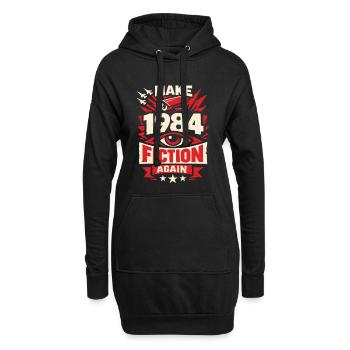 Make 1984 Fiction Again - Hoodie-Kleid - Schwarz - Vorne