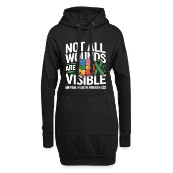 Toutes les blessures ne sont pas visibles – santé mentale - Sweat-shirt à capuche long Femme - noir - Devant