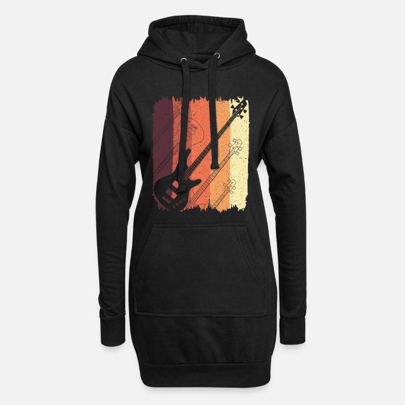 Retro-Gitarre Sunset Stripes - Hoodie-Kleid - Schwarz