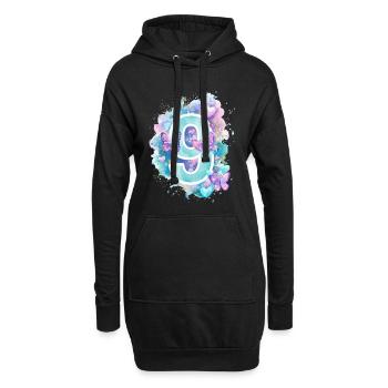 9e anniversaire Papillons Pastel Girl Neuf - Sweat-shirt à capuche long Femme - noir - Devant