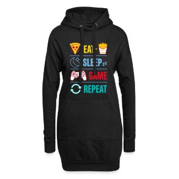 Répéter des citations de jeu Eat Sleep Game pour le joueur - Sweat-shirt à capuche long Femme - noir - Devant
