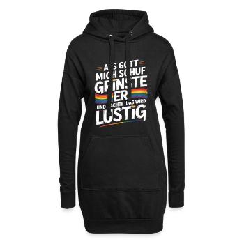 Als Gott mich schuf grinste er – Pride Humor - Hoodie-Kleid - Schwarz - Vorne