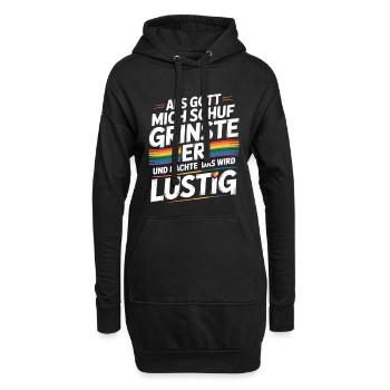 Als Gott mich schuf grinste er – Pride Humor - Hoodie-Kleid - Schwarz - Vorne