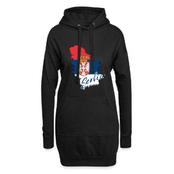 Carte avec le drapeau de la Serbie, j’adore la Serbie - Sweat-shirt à capuche long Femme - noir - Devant