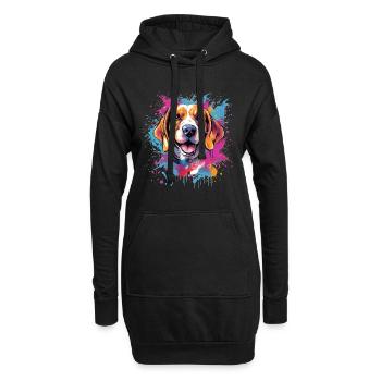 Bunter Beagle Splash Art Dog - Hoodie-Kleid - Schwarz - Vorne