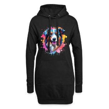 Chien Berger Australien à l’Art Éclaboussuré Coloré - Sweat-shirt à capuche long Femme - noir - Devant