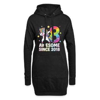 Einhorn Regenbogen 8 Awesome Since 2018 - Hoodie-Kleid - Schwarz - Vorne