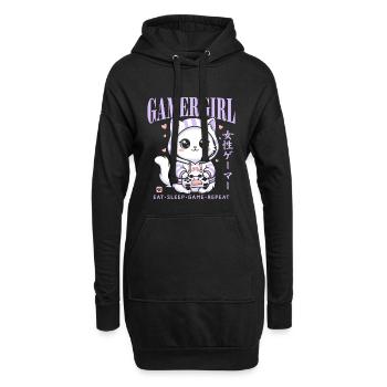 Gamer Girl Cat Kawaii Anime Gaming Mignon - Sweat-shirt à capuche long Femme - noir - Devant