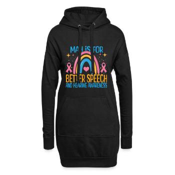 Mai est pour une meilleure prise de conscience de la parole et de l’audition - Sweat-shirt à capuche long Femme - noir - Devant