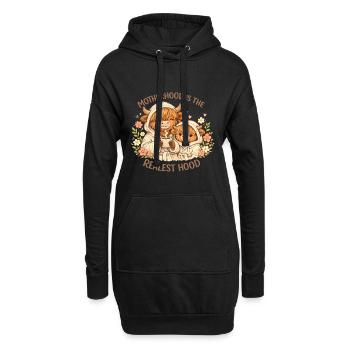 Lustiges Mama-Kuh-Hemd, gemütliches florales Muttertagsgeschenk - Hoodie-Kleid - Schwarz - Vorne