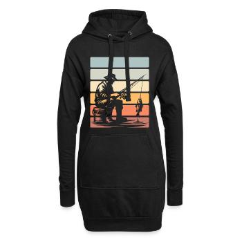 Pêcheurs à la ligne - Sweat-shirt à capuche long Femme - noir - Devant