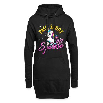 Pass Shoot Sparkle Unicorn Soccer Kinder Mädchen - Hoodie-Kleid - Schwarz - Vorne
