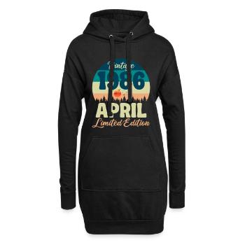 Anniversaire 40 ans Avril 1986 Cadeau Vintage - Sweat-shirt à capuche long Femme - noir - Devant
