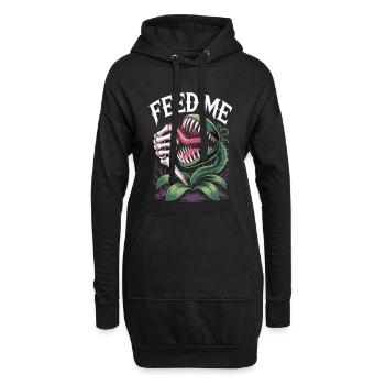 Nourris-moi T-shirt Plante carnivore - Sweat-shirt à capuche long Femme - noir - Devant