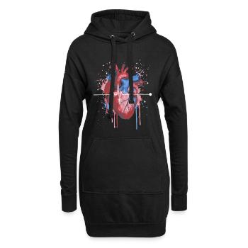 Anatomisches Herz EKG Watercolor - Hoodie-Kleid - Schwarz - Vorne