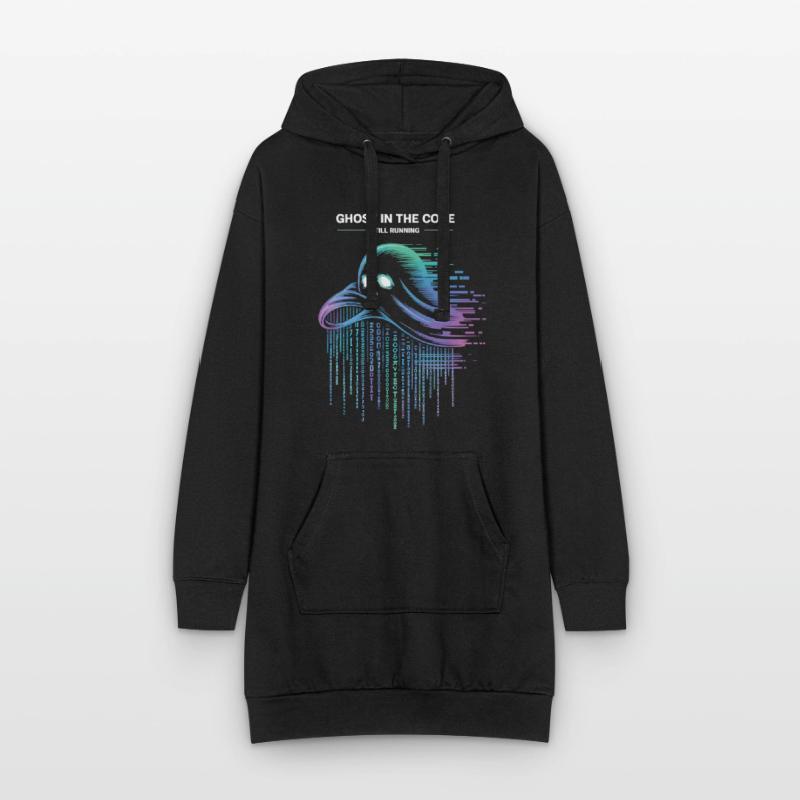 Programmeur de t-shirt fantôme dans le code Nerd informatique Sweat-shirt à capuche long Femme