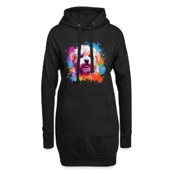 Bunte Hundespritzkunst Bichon Fris - Hoodie-Kleid - Schwarz - Vorne