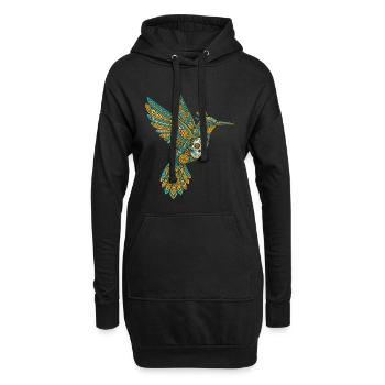 Crâne Alebrije Colibri mexicain - Sweat-shirt à capuche long Femme - noir - Devant