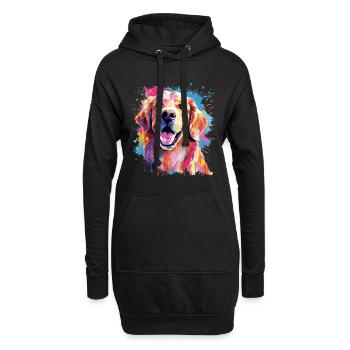 Golden Retriever Hund Spritzkunst bunt - Hoodie-Kleid - Schwarz - Vorne