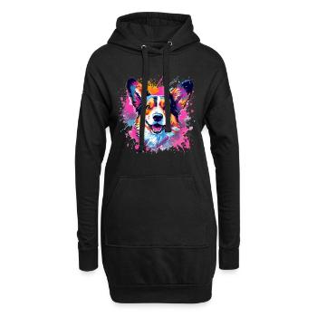 Bunte Hunde-Splash-Kunst Pembroke Welsh Corgi - Hoodie-Kleid - Schwarz - Vorne
