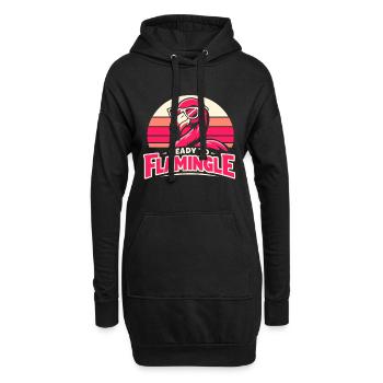 Retro Flamingo Brillenmotiv - Hoodie-Kleid - Schwarz - Vorne