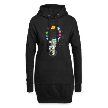 Astronauten-Planeten-Turnier-Shirt - Hoodie-Kleid - Schwarz - Vorne