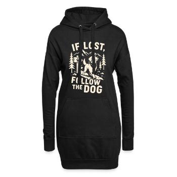 Wenn Sie sich verloren haben, folgen Sie dem Hunde-Wanderdesign. - Hoodie-Kleid - Schwarz - Vorne