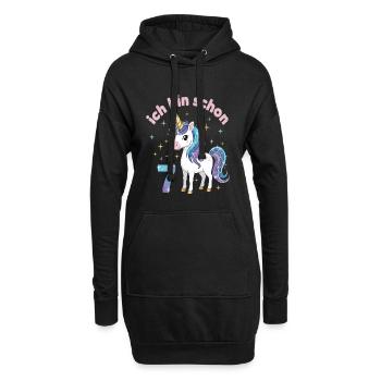 7. Geburtstag Einhorn Mädchen Ich bin schon 7 - Hoodie-Kleid - Schwarz - Vorne