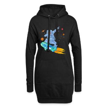 Astronauten-Hoverboard-Raumhemd - Hoodie-Kleid - Schwarz - Vorne