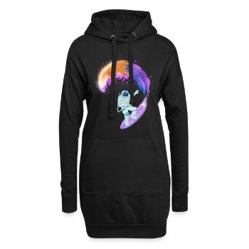 Astronauten-Surf-Raum-Shirt - Hoodie-Kleid - Schwarz - Vorne