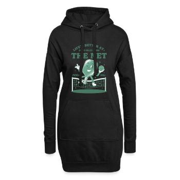 Pickleball-lustiger Spieler lebt besser am Netz - Hoodie-Kleid - Schwarz - Vorne