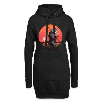 Samurai Fox Warrior at Sunset - Hoodie Dress - black - Front