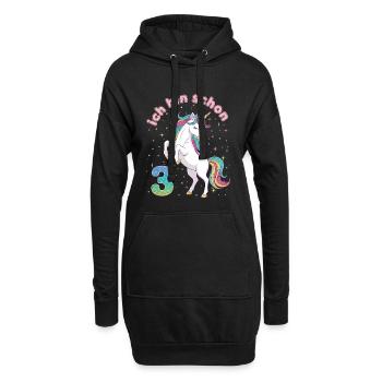3rd Birthday Unicorn Girl I'm already 3 - Hoodie Dress - black - Front