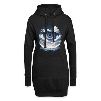 La vue du jour dans l’œil du nuage - Sweat-shirt à capuche long Femme - noir - Devant