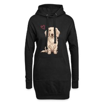Teckel blanc, teckel blanc anglais - Sweat-shirt à capuche long Femme - noir - Devant