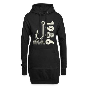 40e anniversaire cadeau Pêcheur pêcheur 1986 - Sweat-shirt à capuche long Femme - noir - Devant