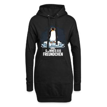 Ganz Dünnes Eis Freundchen Pinguin Lustig Shirt - Hoodie-Kleid - Schwarz - Vorne