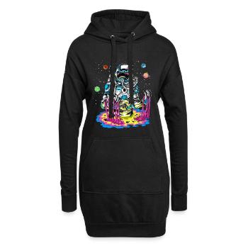 Psychedelische Astronauten-Schmelz-Regenbogen-Weltraum-Schleimkunst - Hoodie-Kleid - Schwarz - Vorne